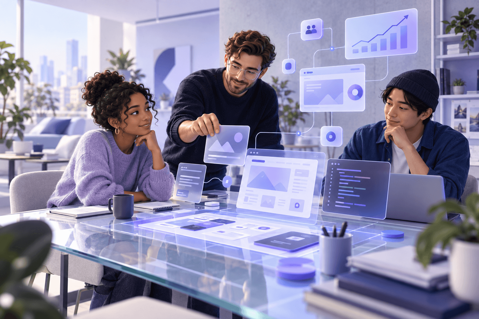 A collaborative digital team shaping strategy, design and technology together