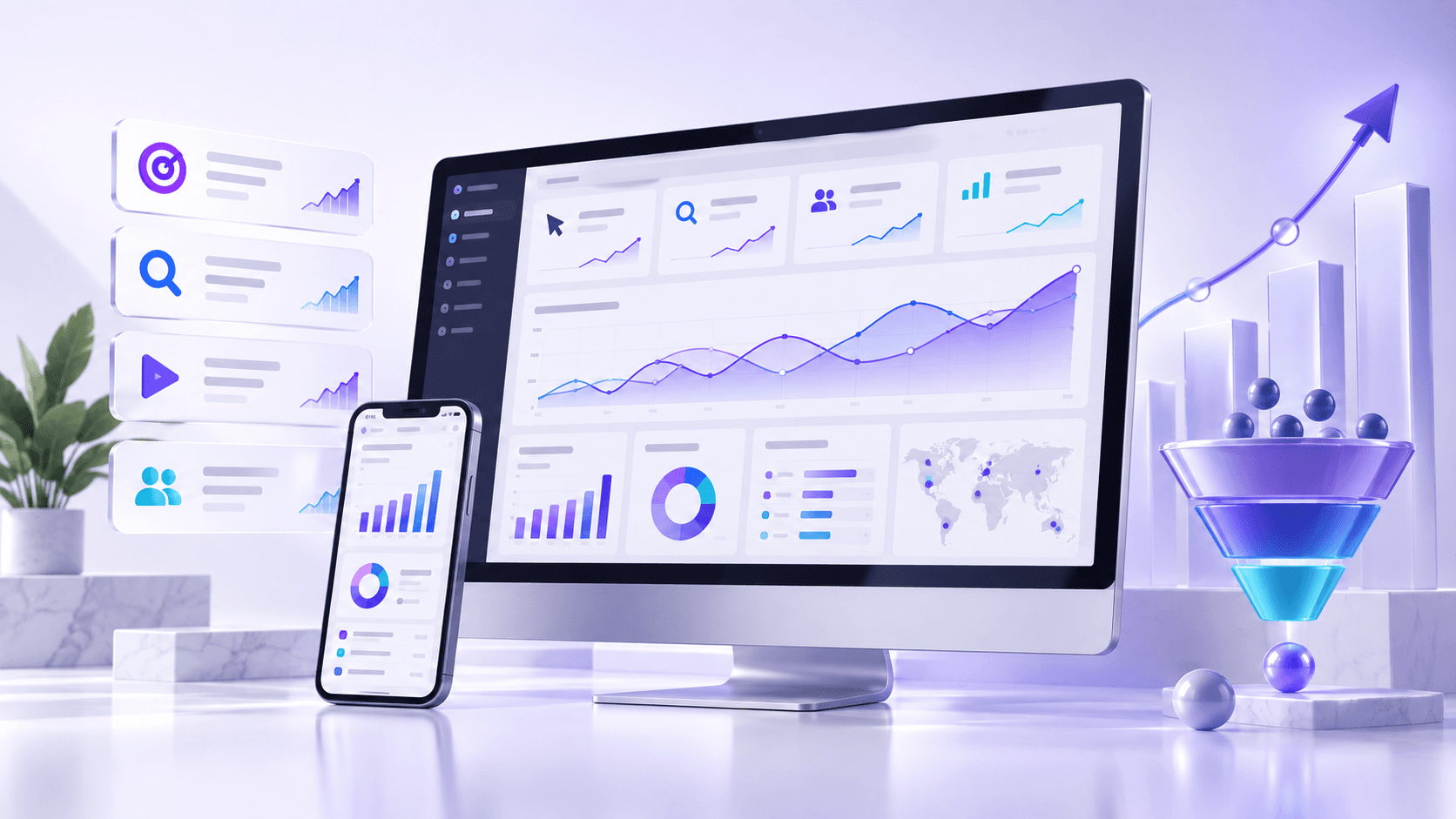 Campaign performance command centre connecting search, audience, conversion and growth metrics