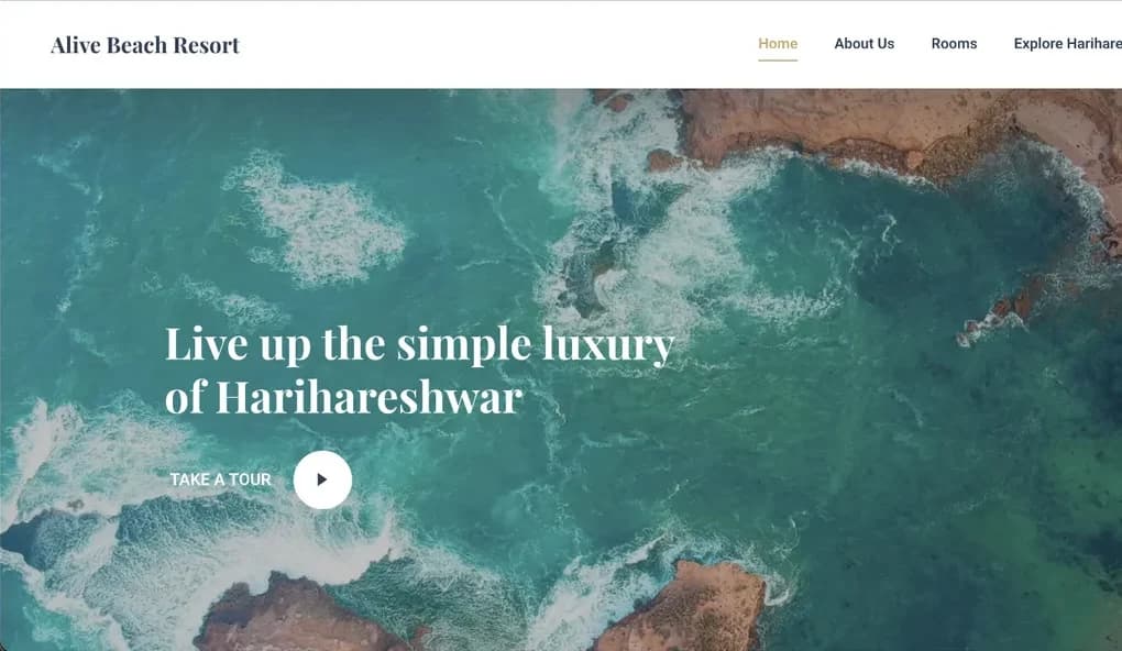 Alive Beach Resort website designed by Create My Site