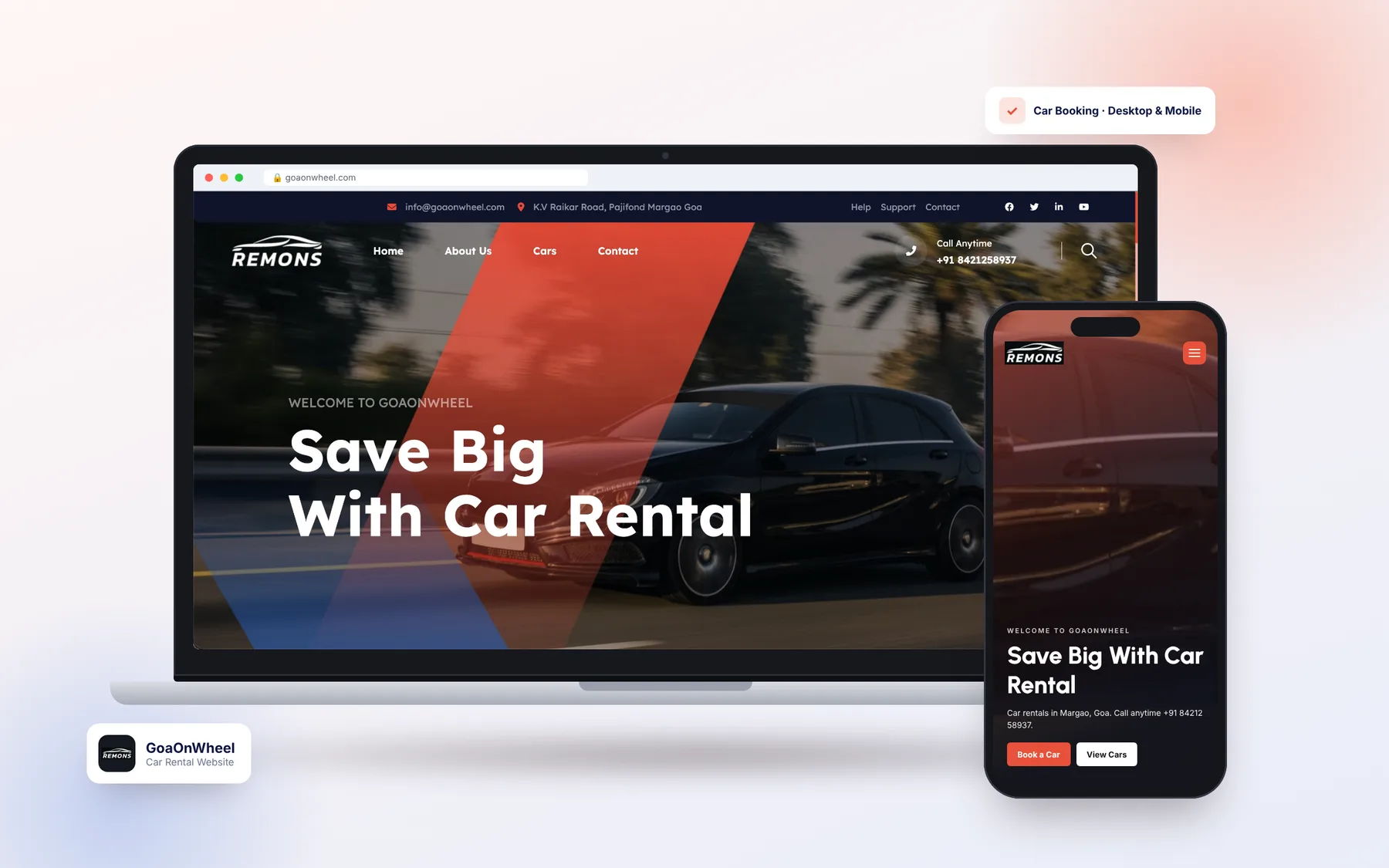 Goa on Wheel — Self-Drive Car Rental Website