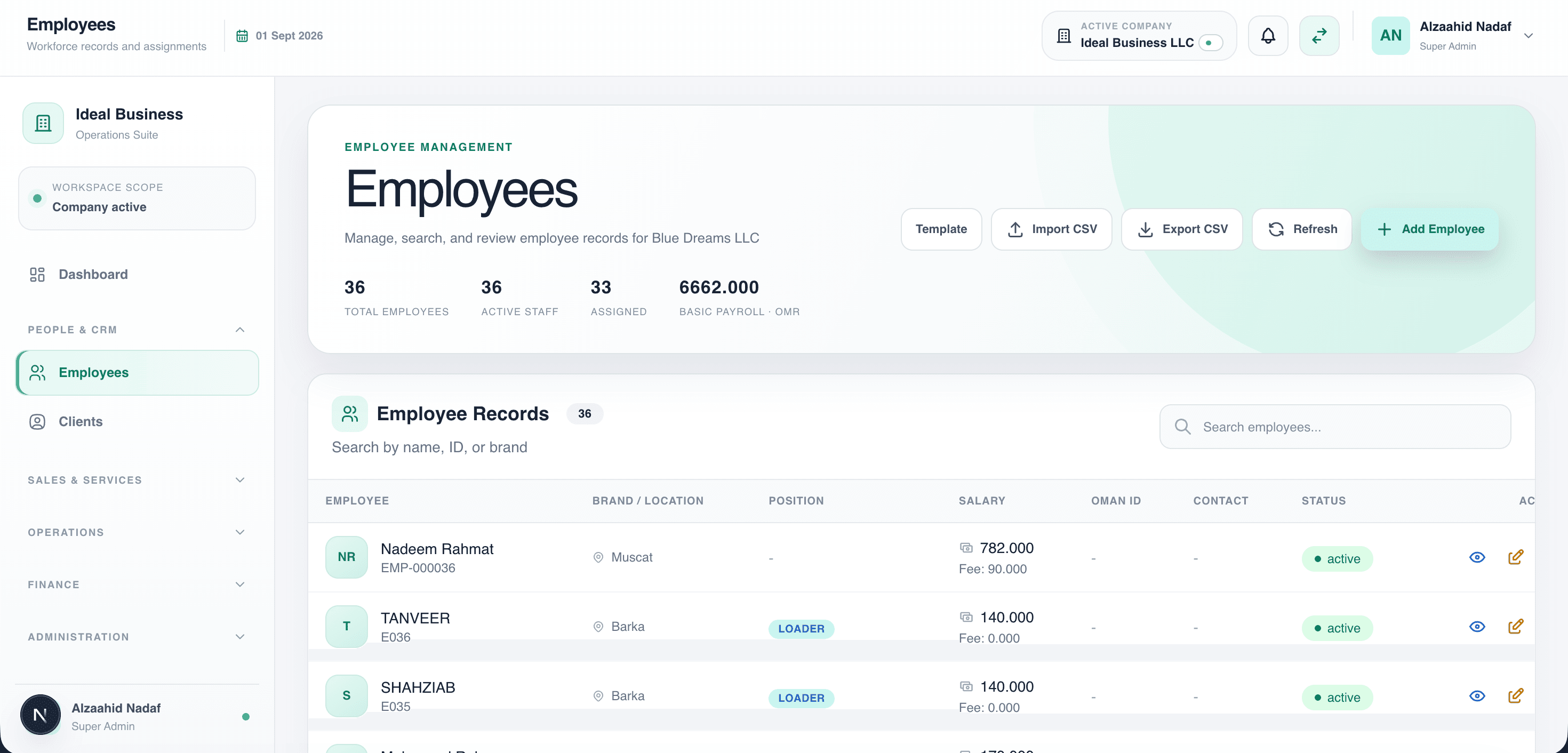 Employee operations
