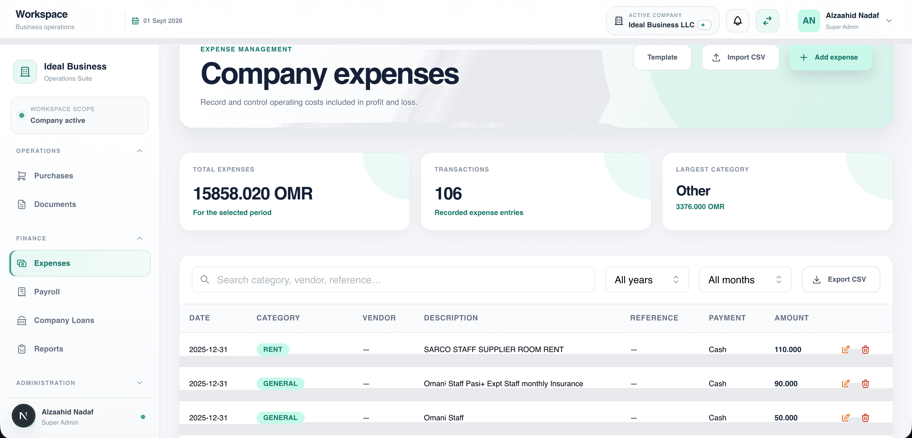 Expense management