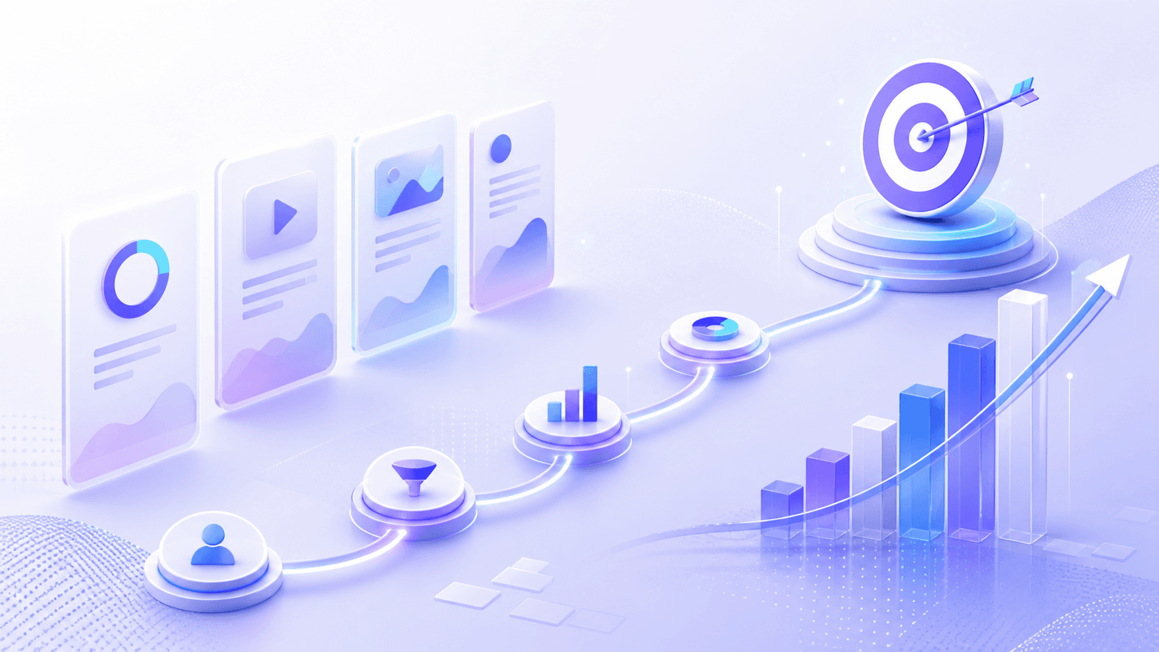 Digital marketing conversion journey and campaign performance illustration