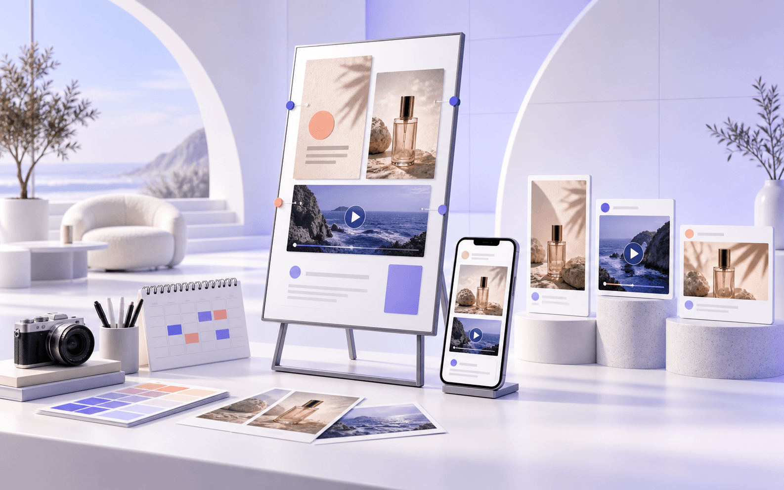 A coordinated social content campaign being planned, created and adapted across multiple post formats