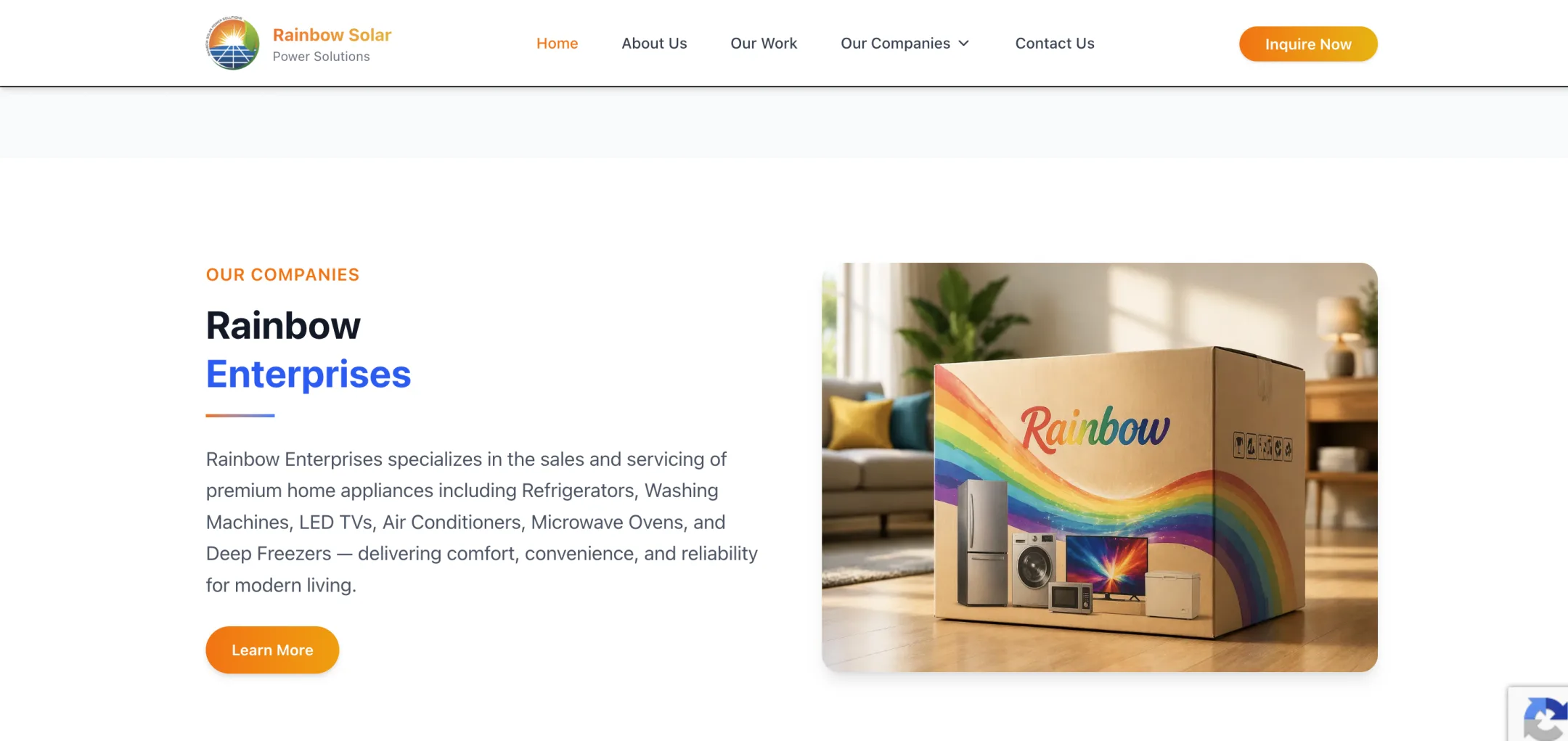 Rainbow Group rainbow enterprises: Sales and servicing of refrigerators, washing machines, LED TVs, air conditioners and more.