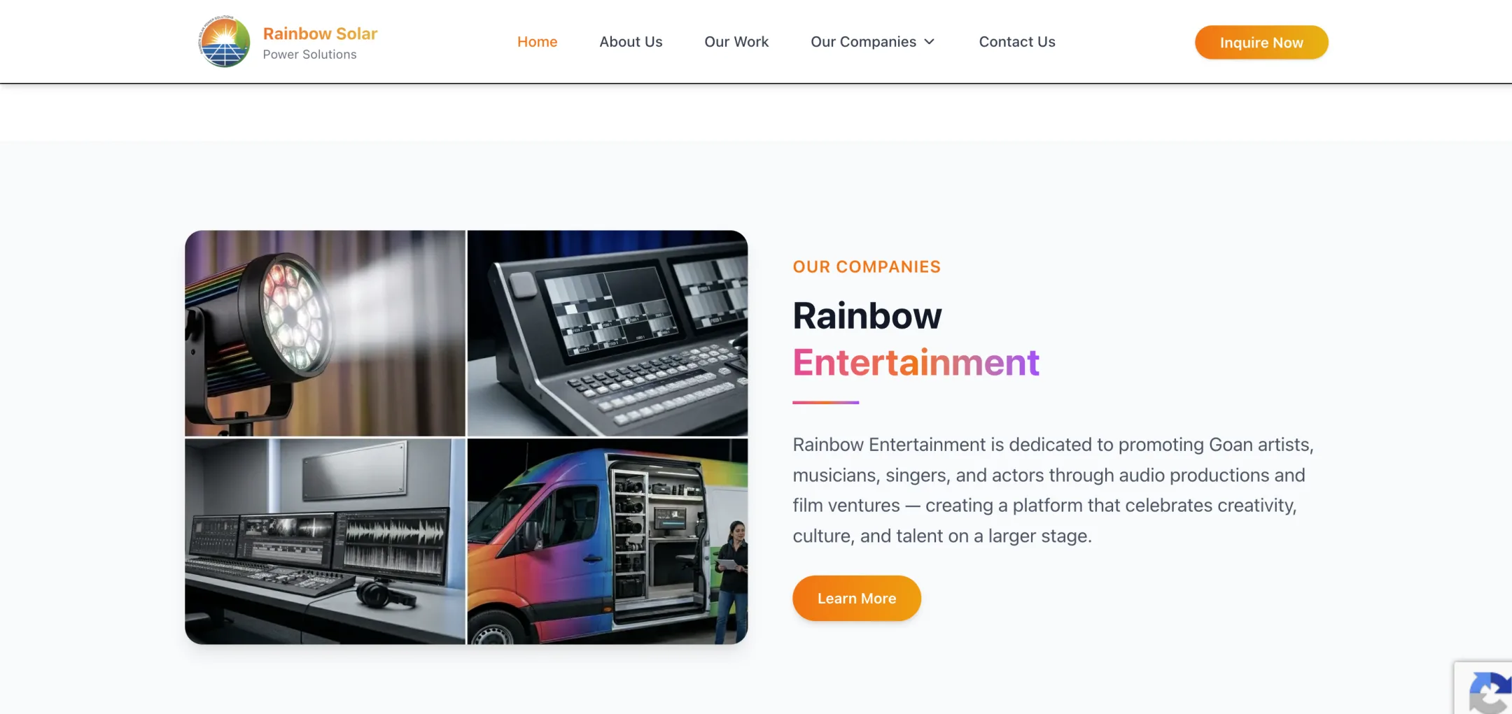 Rainbow Group rainbow entertainment: Promoting Goan artists, musicians and actors through audio productions and film.