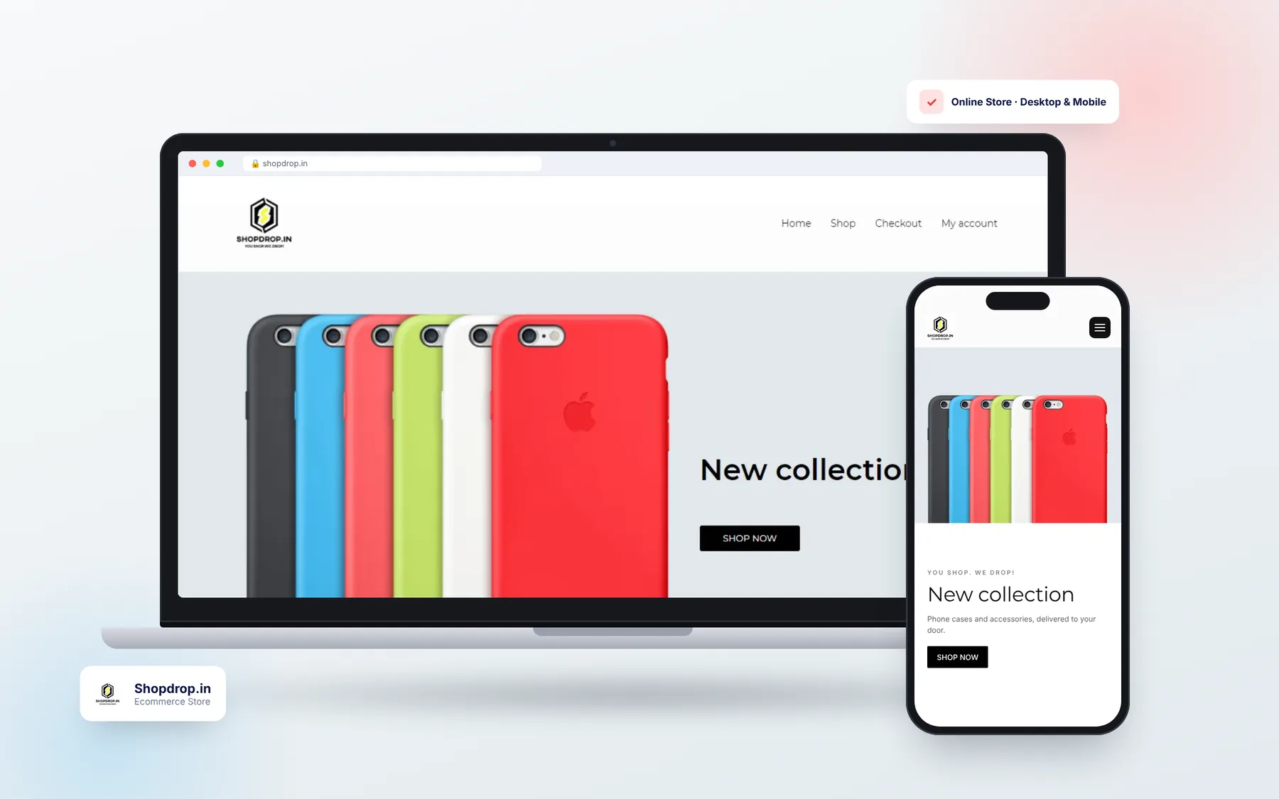 ShopDrop — Ecommerce Store on desktop and mobile