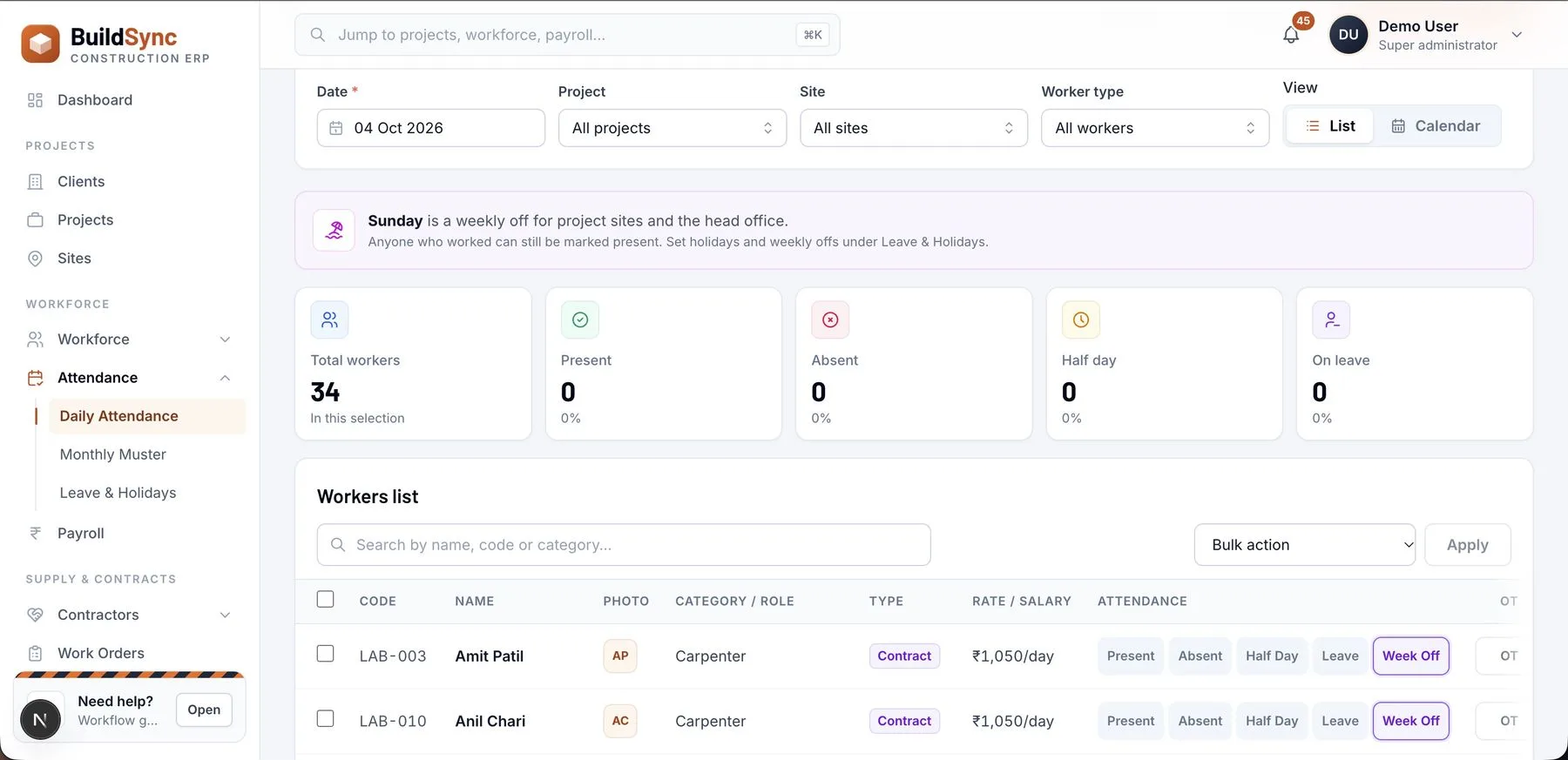 BuildSync attendance that runs itself