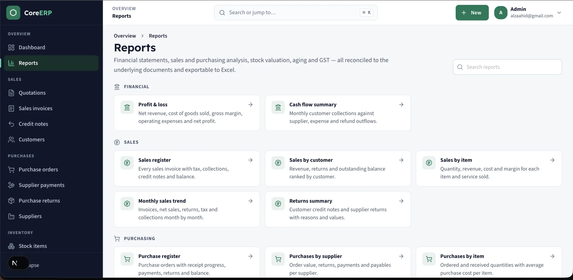 Core ERP reports that reconcile