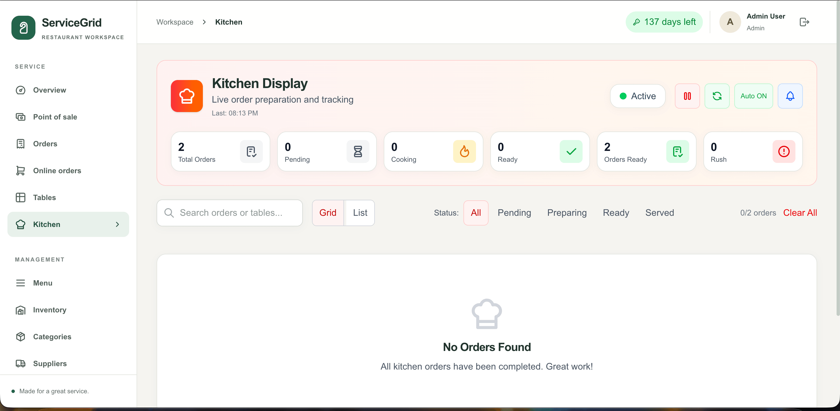 ServiceGrid keep every order moving