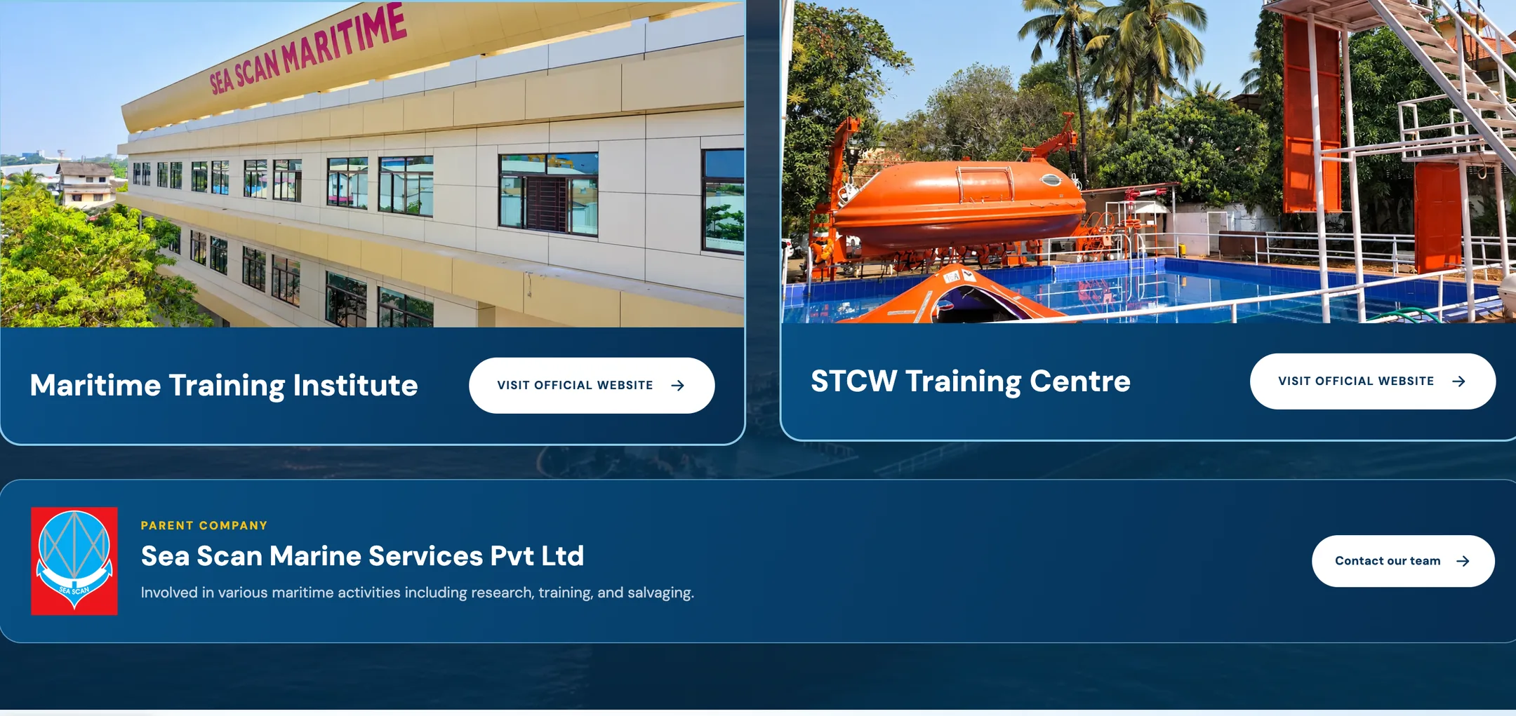 Sea Scan Group website — the sea scan network page