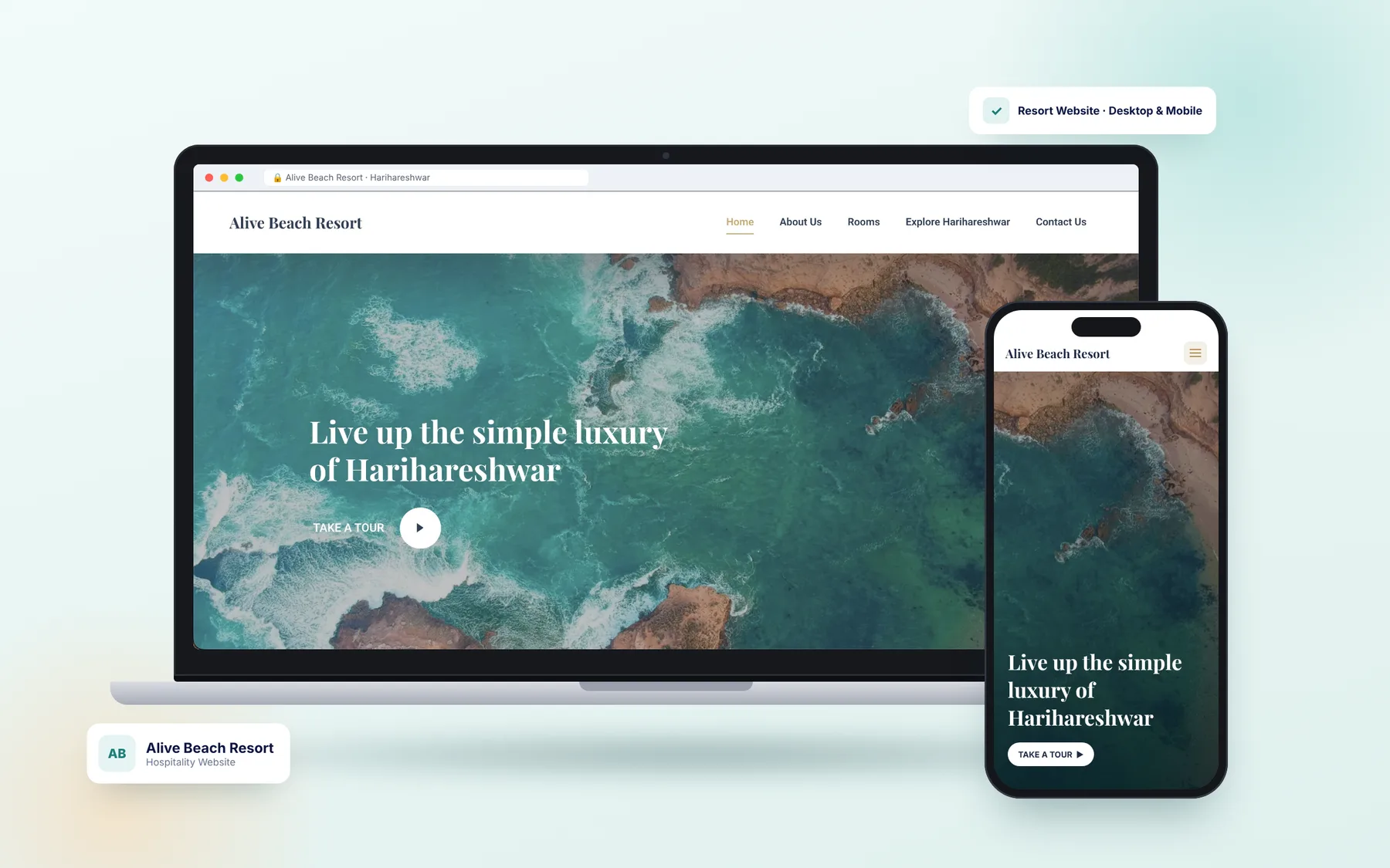 Alive Beach Resort — Hospitality Website on desktop and mobile