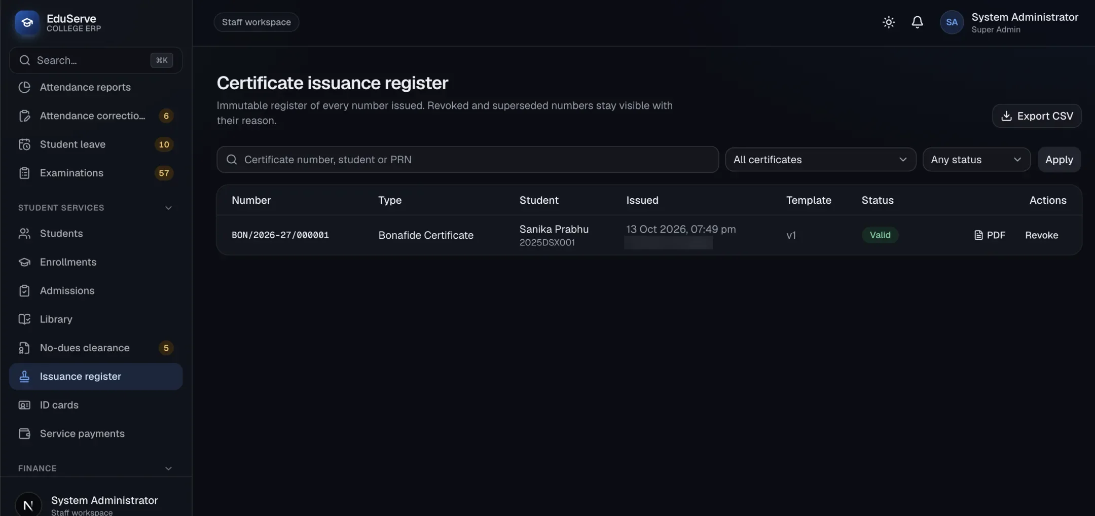 EduServe certificates anyone can verify
