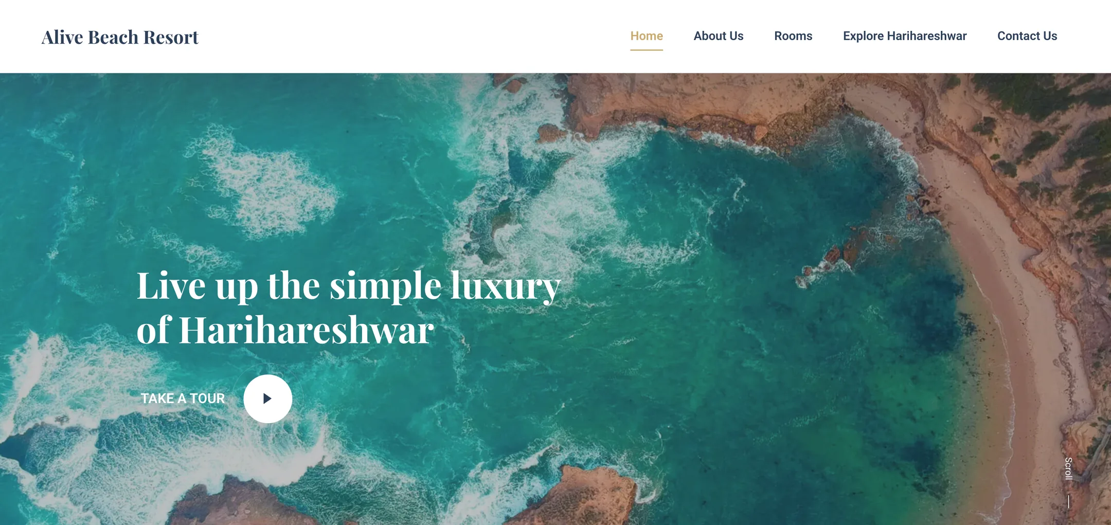 Alive Beach Resort website — home page